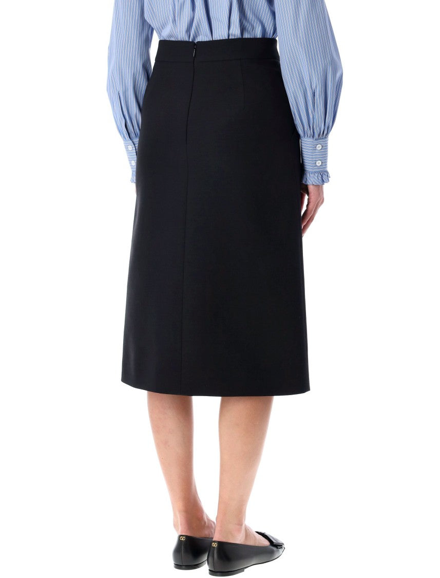 Valentino Garavani Classic Black Midi Skirt
