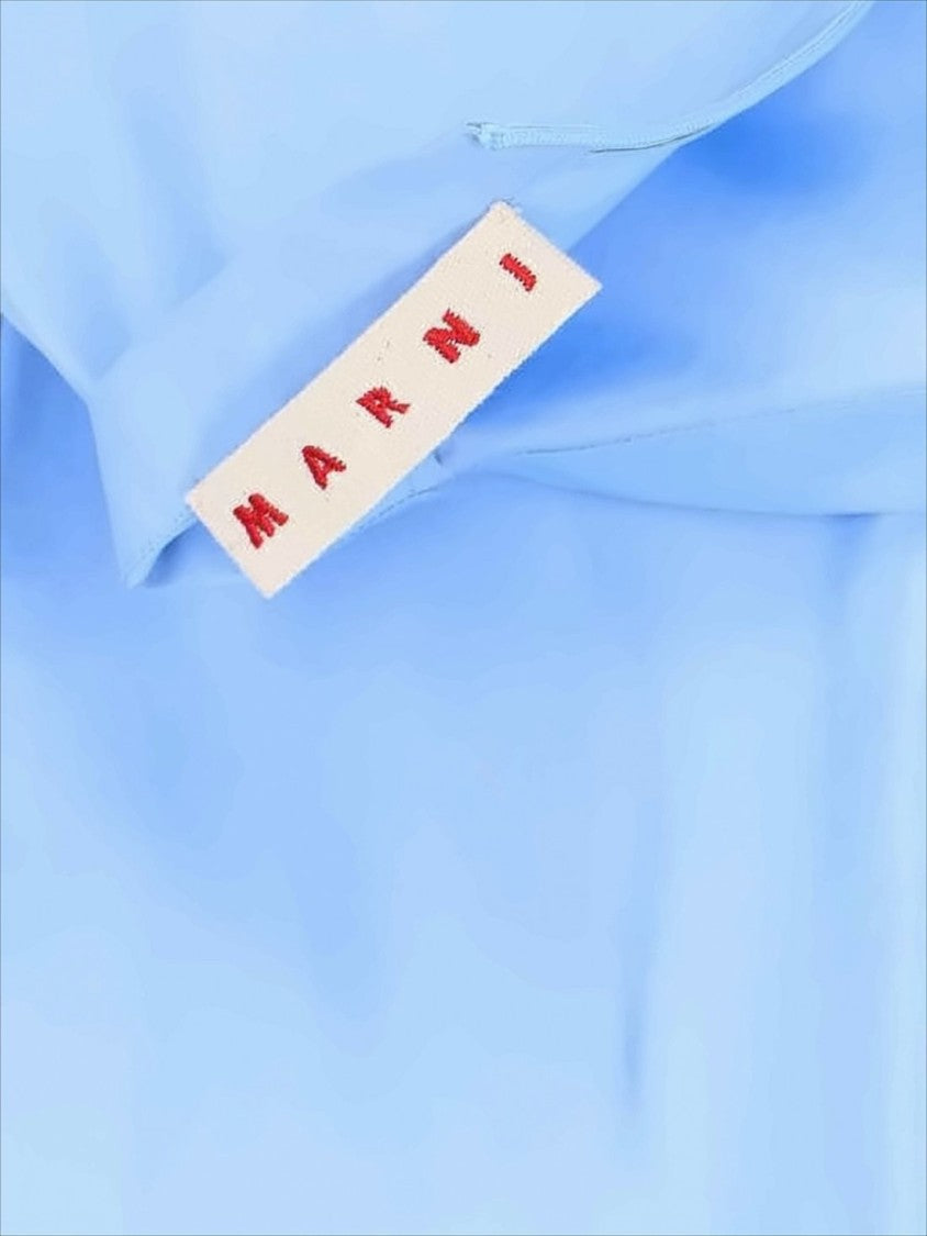 Marni Structured Pastel Blue Midi Skirt With Seam Detailing