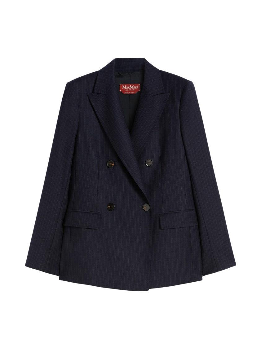 Max Mara Double-Breasted Tailored Blazer With Subtle Pinstripe