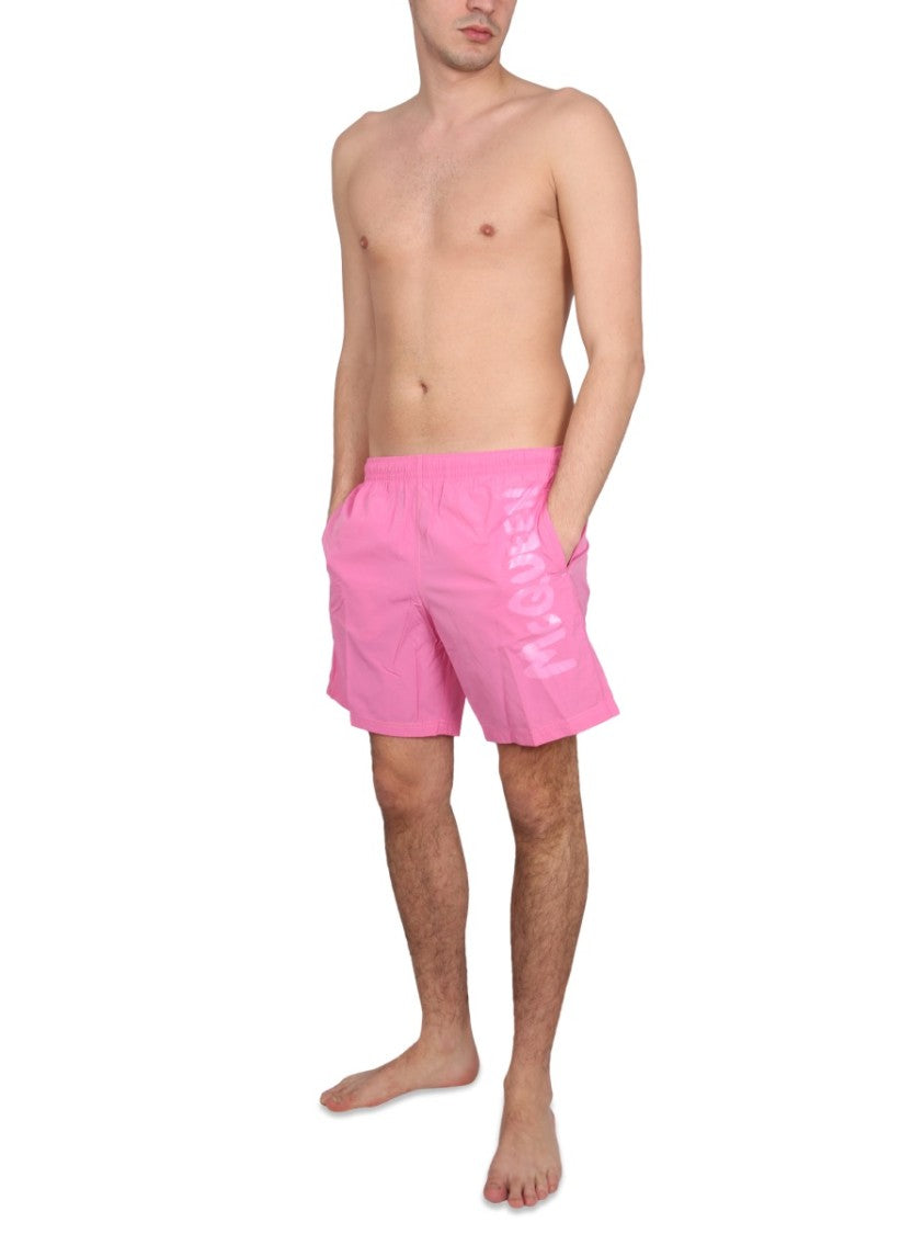 Alexander Mcqueen Logo Print Swimsuit