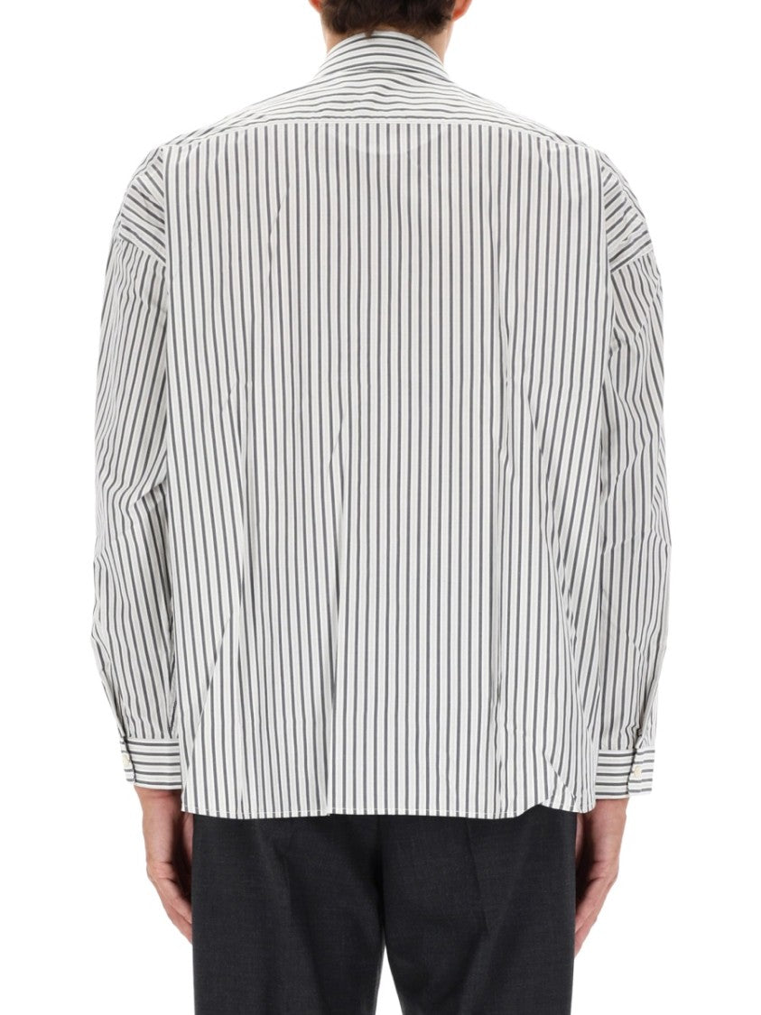 Sunflower Vertical Striped Charcoal Shirt With Classic Collar And Buttoned Cuffs