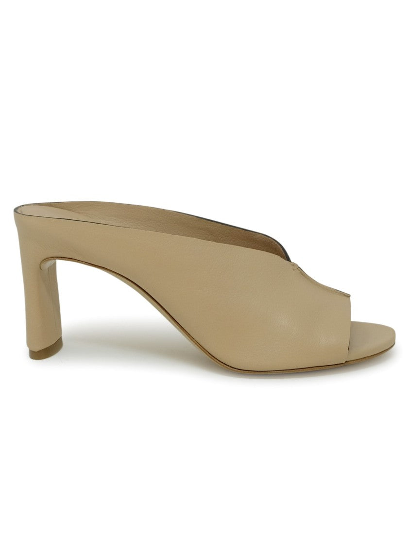 Roberto Del Carlo Beige Leather Sabot Sandals