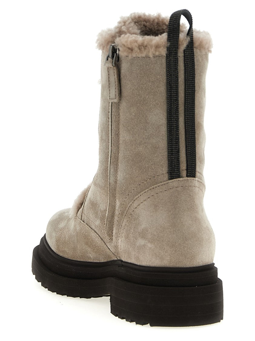 Brunello Cucinelli Monile Suede Combat Boots