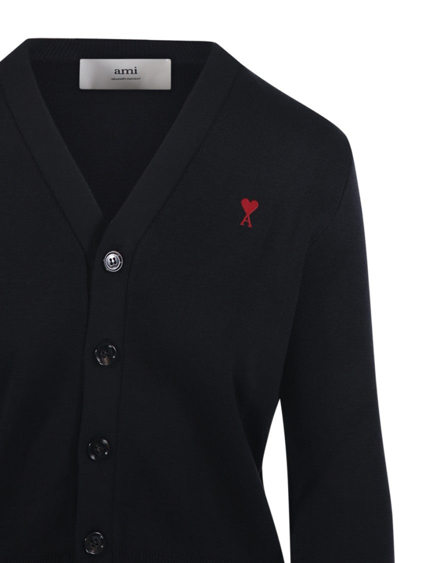 Ami Adc V Neck Merino Cardigan