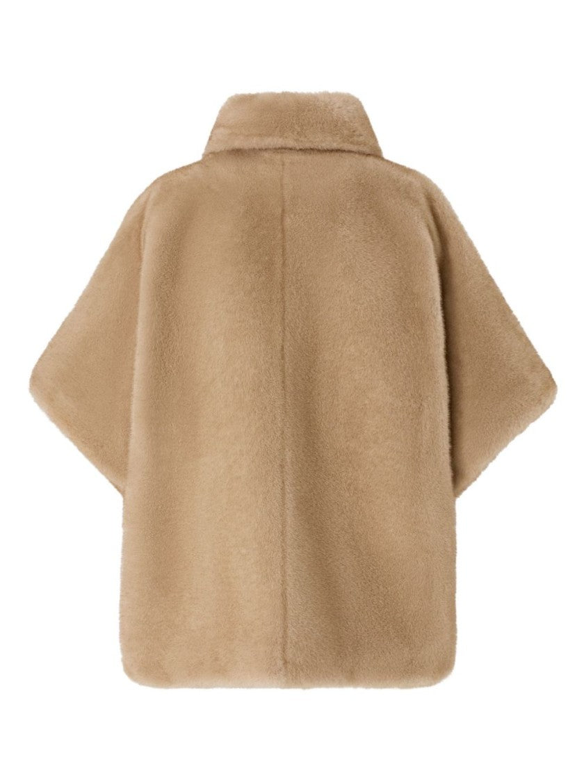 Pinko Beige Short Coat With High Structured Collar