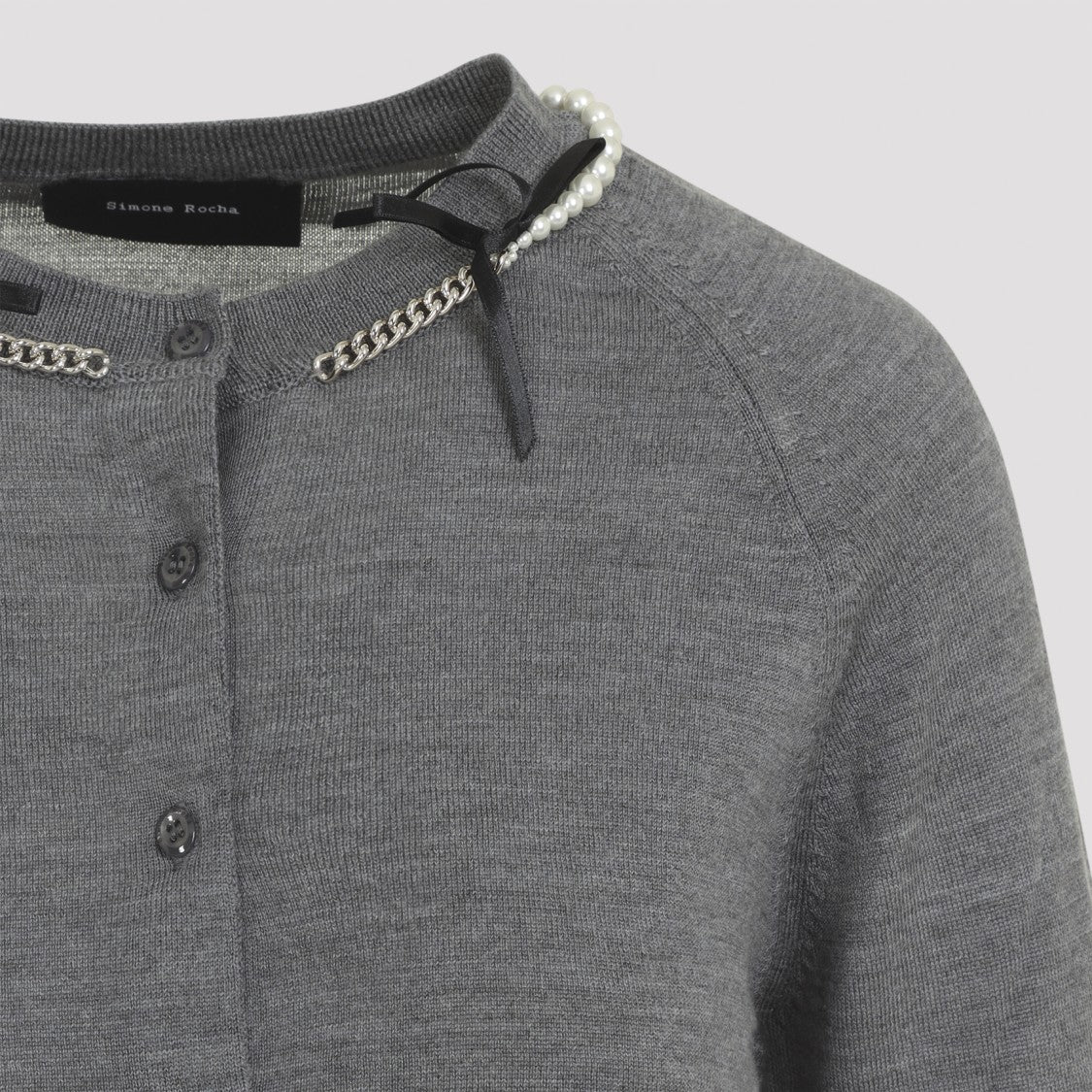 Simone Rocha Button-Down Cardigan With Decorative Neckline Elements