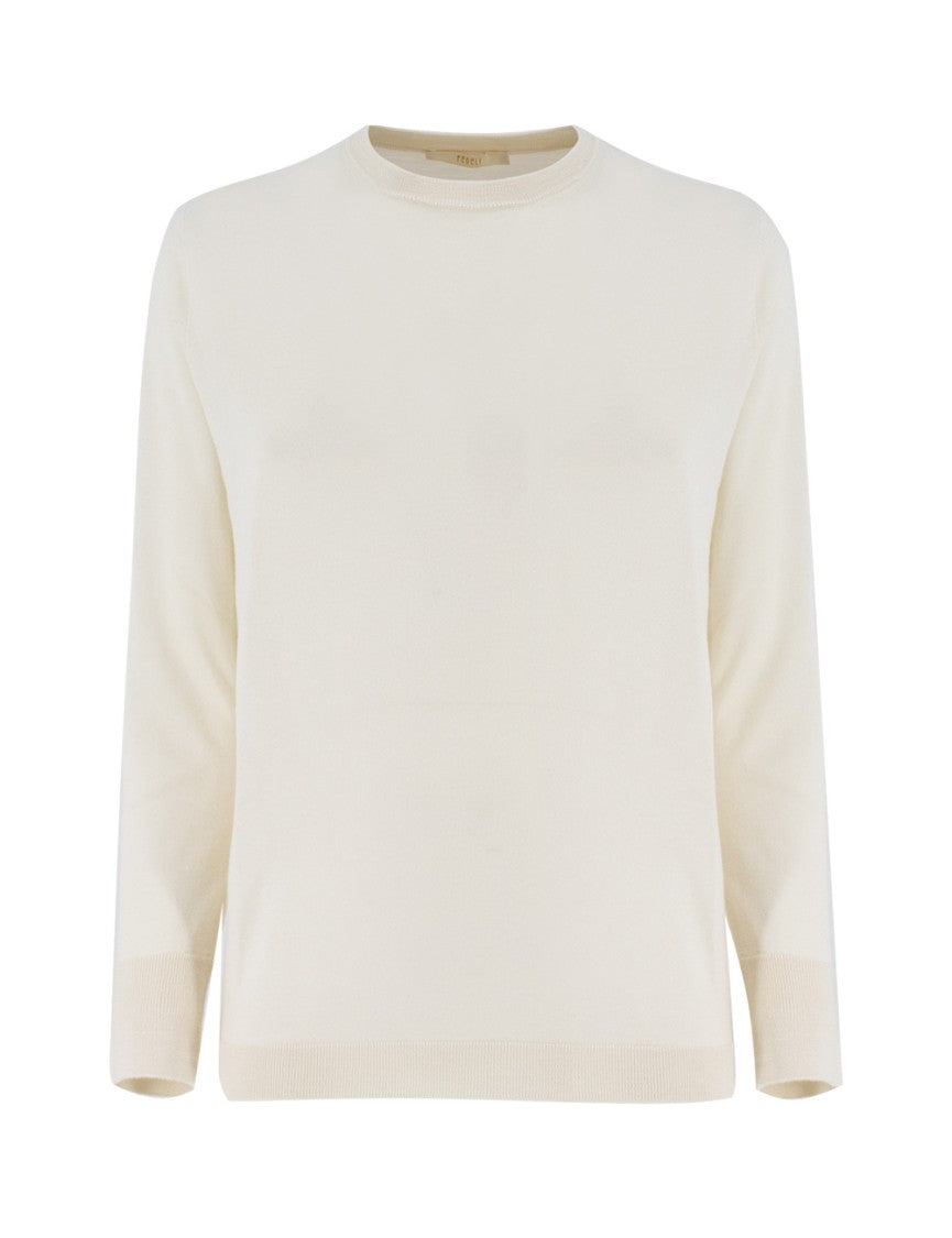 Fedeli Cashmere-Silk Blend Crewneck Sweater With Ribbed Edges