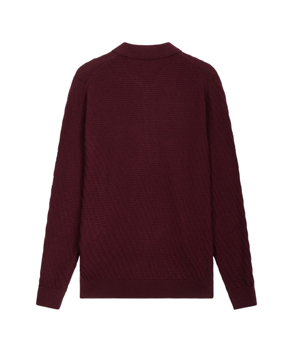 Paolo Pecora Polo Collar Knit Pullover With Button Closure