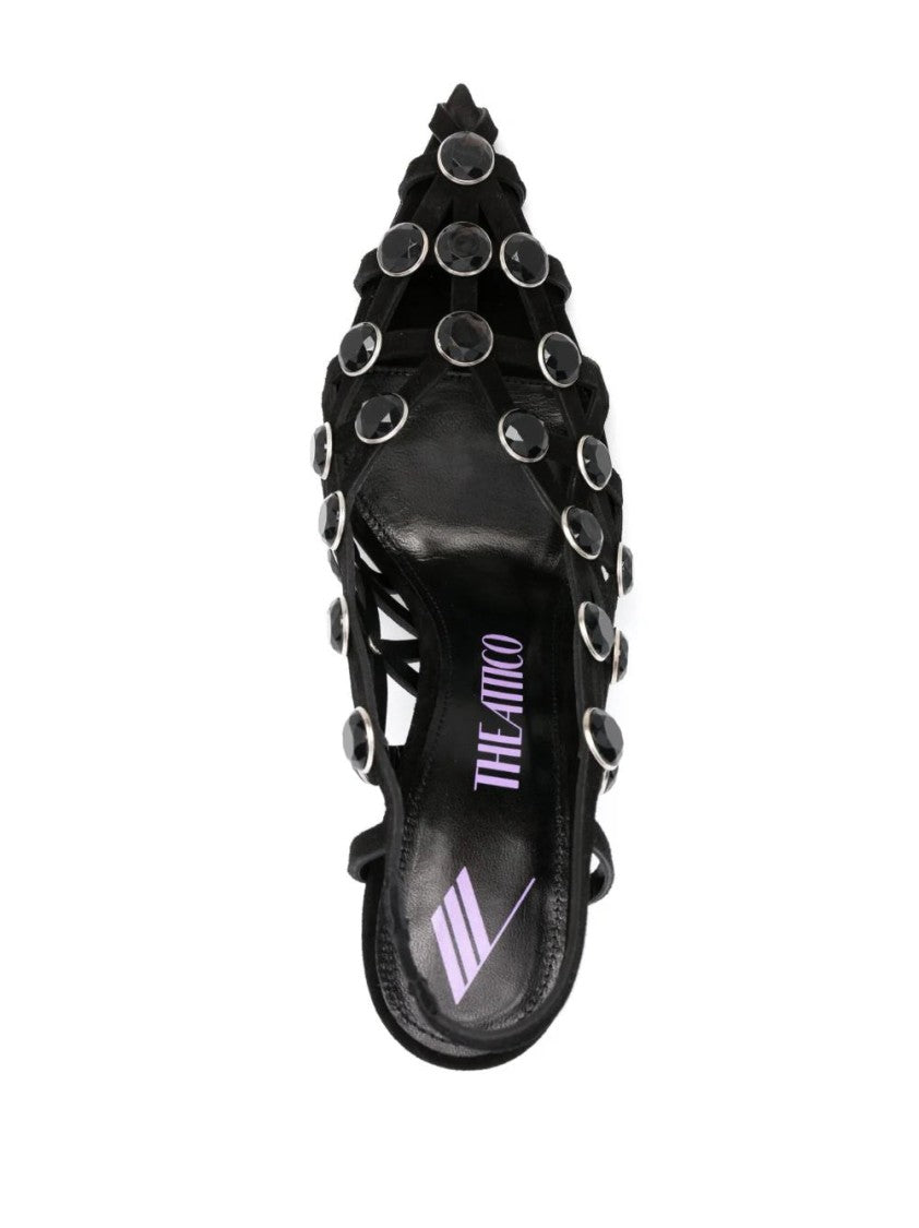 The Attico 125Mm Embellished Suede Slingback Pumps