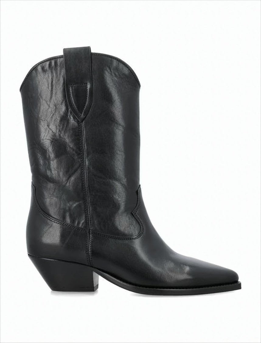 Isabel Marant Mid-Calf Slouched Leather Boots With Pointed Toe