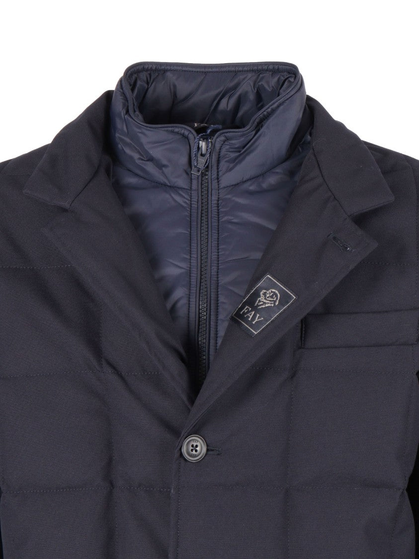 Fay Structured Double-Breasted Down Jacket With Smooth Finish