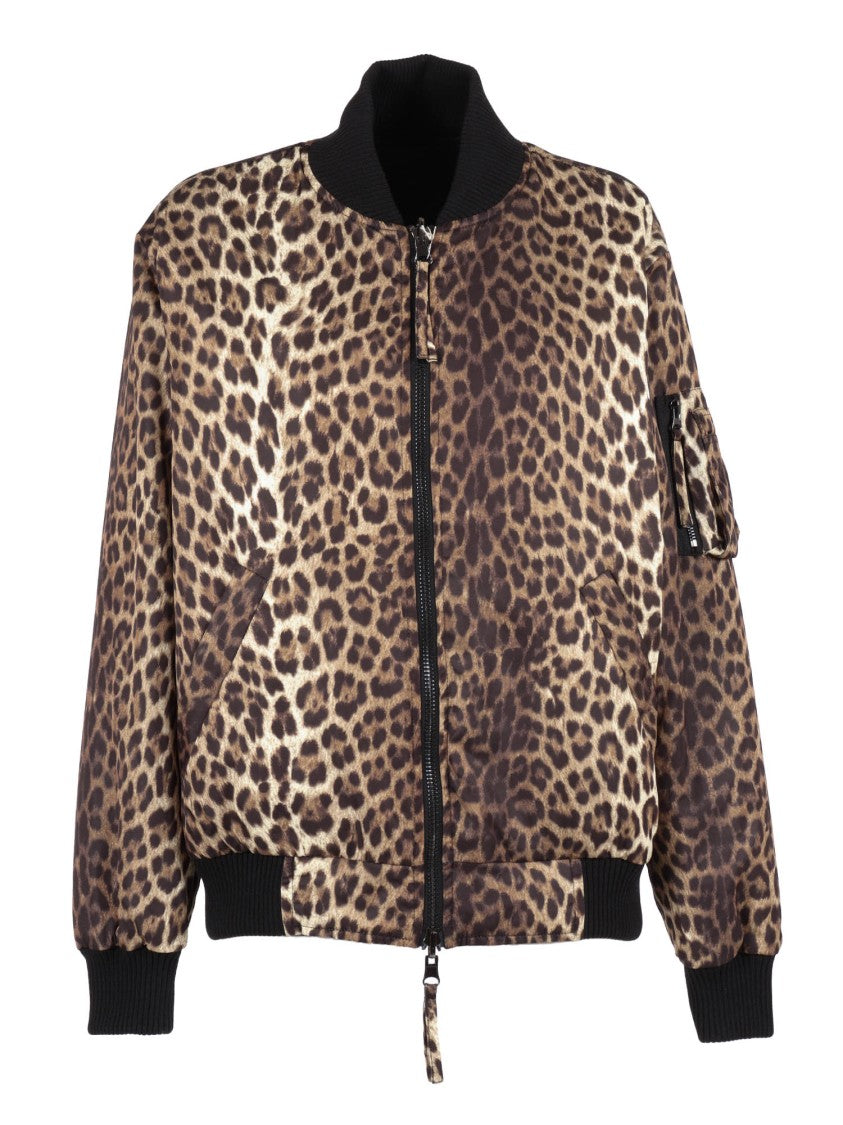 P.A.R.O.S.H. Leopard Print Bomber Jacket With Utility Pocket