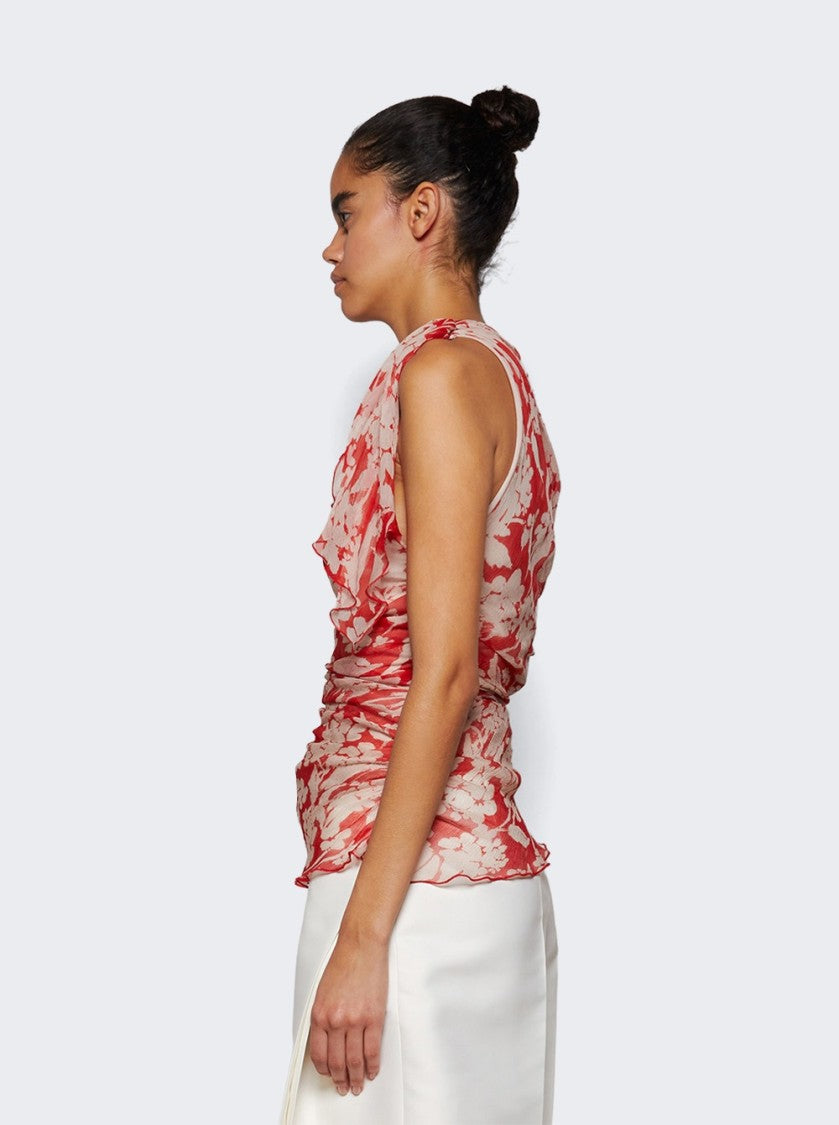 Victoria Beckham One Shoulder Draped Top Chilli And Blush