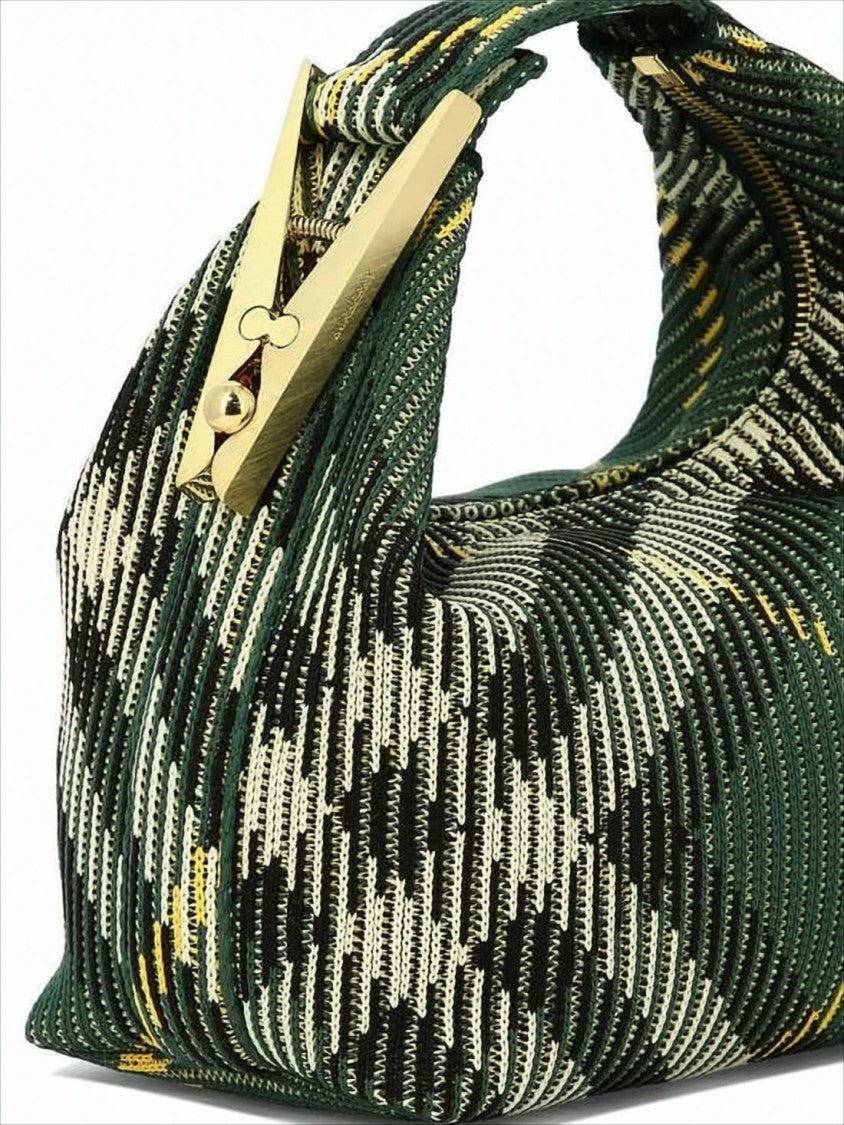 Burberry Structured Plaid Nylon Shoulder Bag
