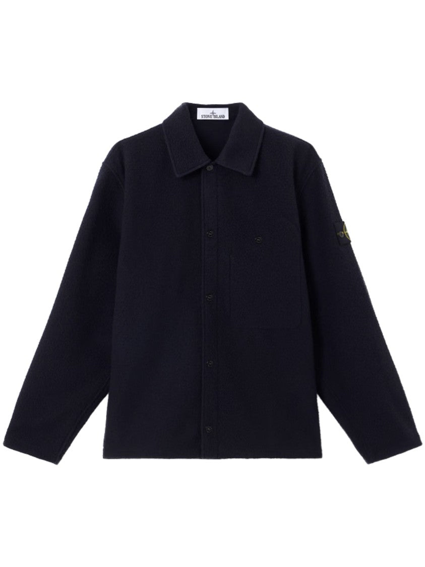 Stone Island Refined Blue Shirt With Polyurethane Coating