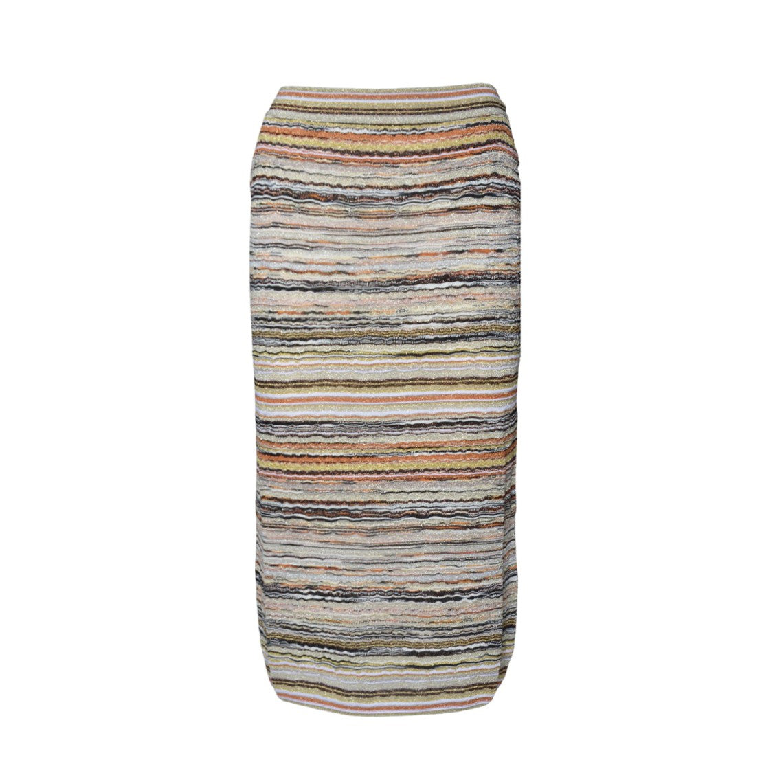Missoni Orange Lamé Viscose Longuette Skirt