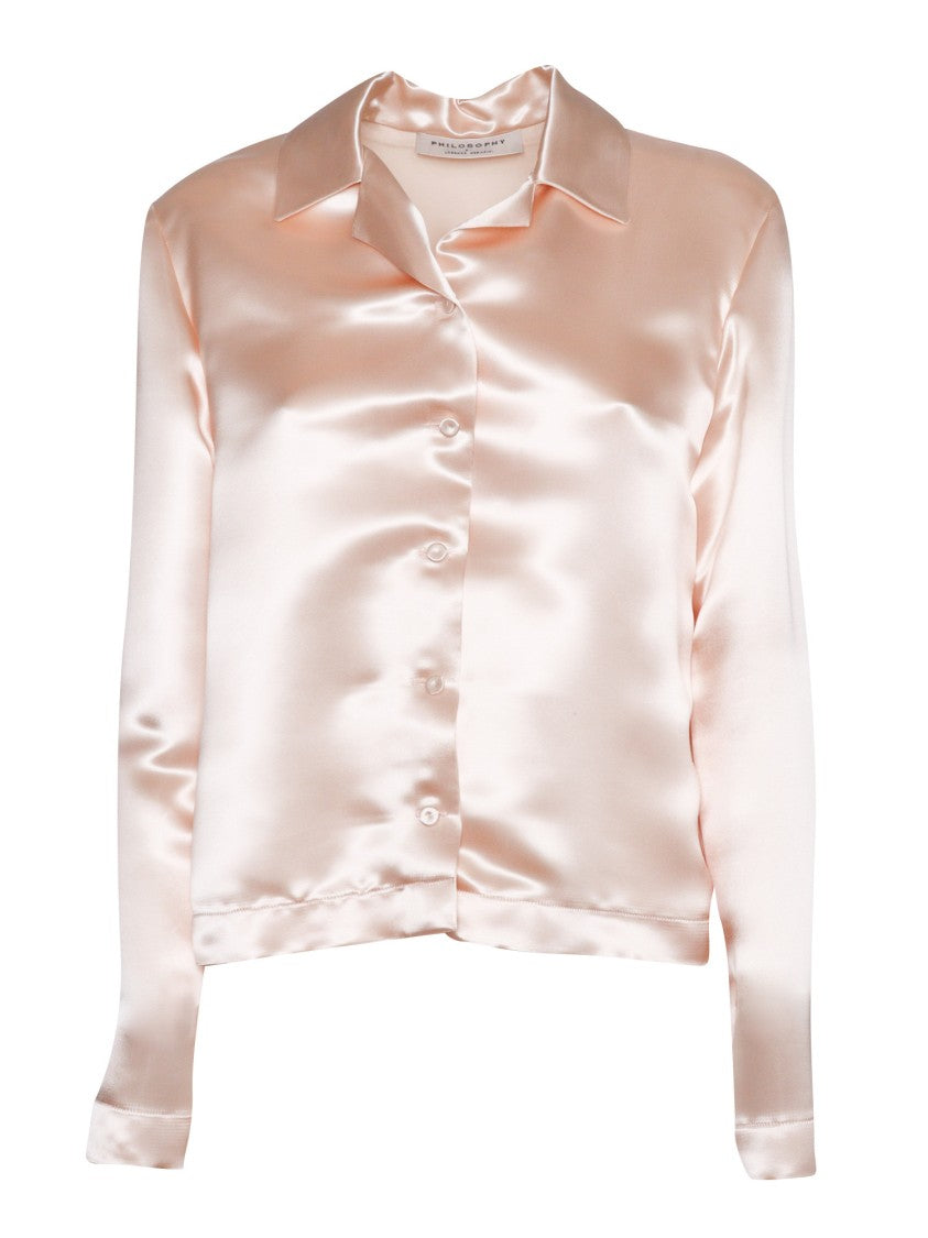 Philosophy Di Lorenzo Serafini Romantic Pink Viscose Blouse With Satin Finish