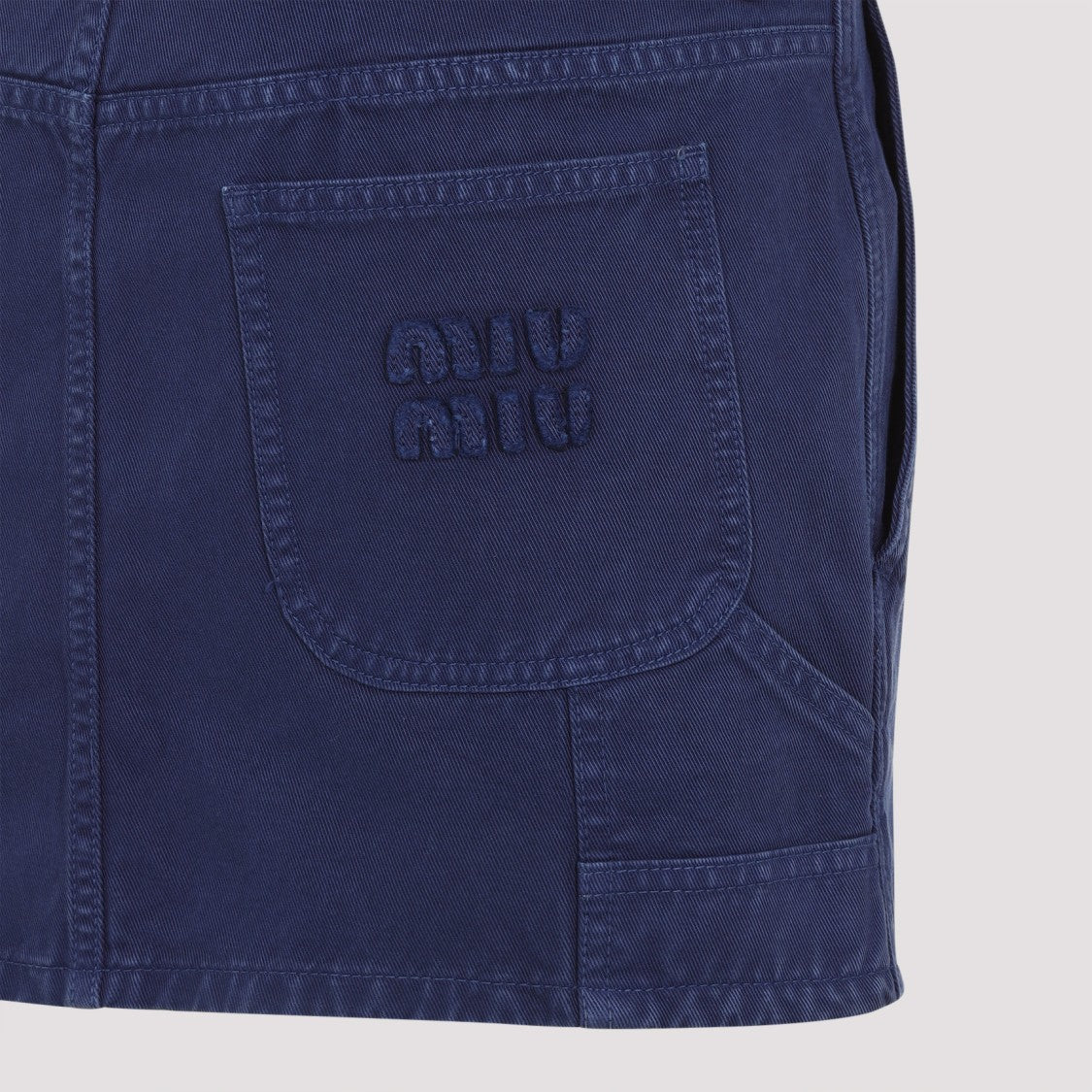 Miu Miu Classic Blue Cotton Skirt With Tailored Fit