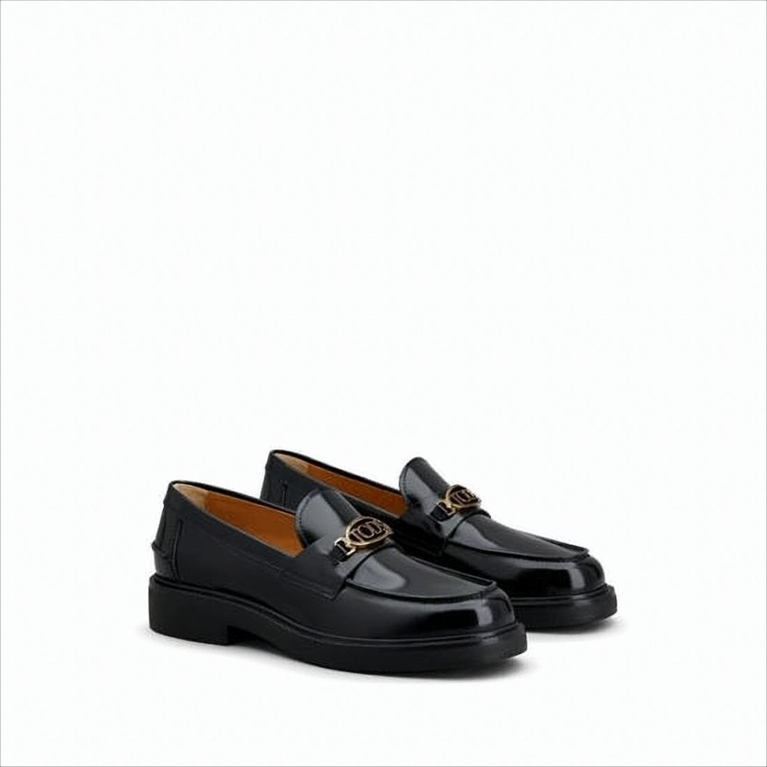 Tod's Polished Calf Leather Loafers With Metallic Logo Detail