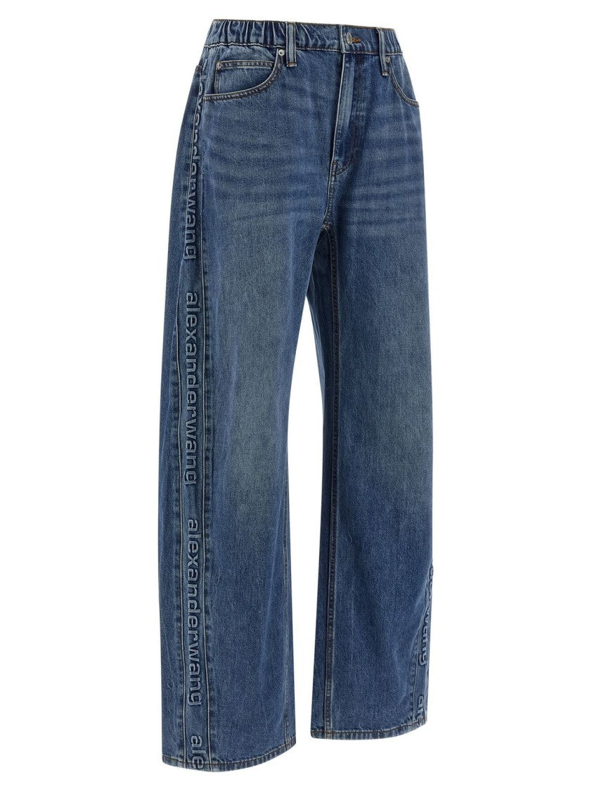 Alexander Wang Balloon Denim Jogger With Logo Emboss Side Pan