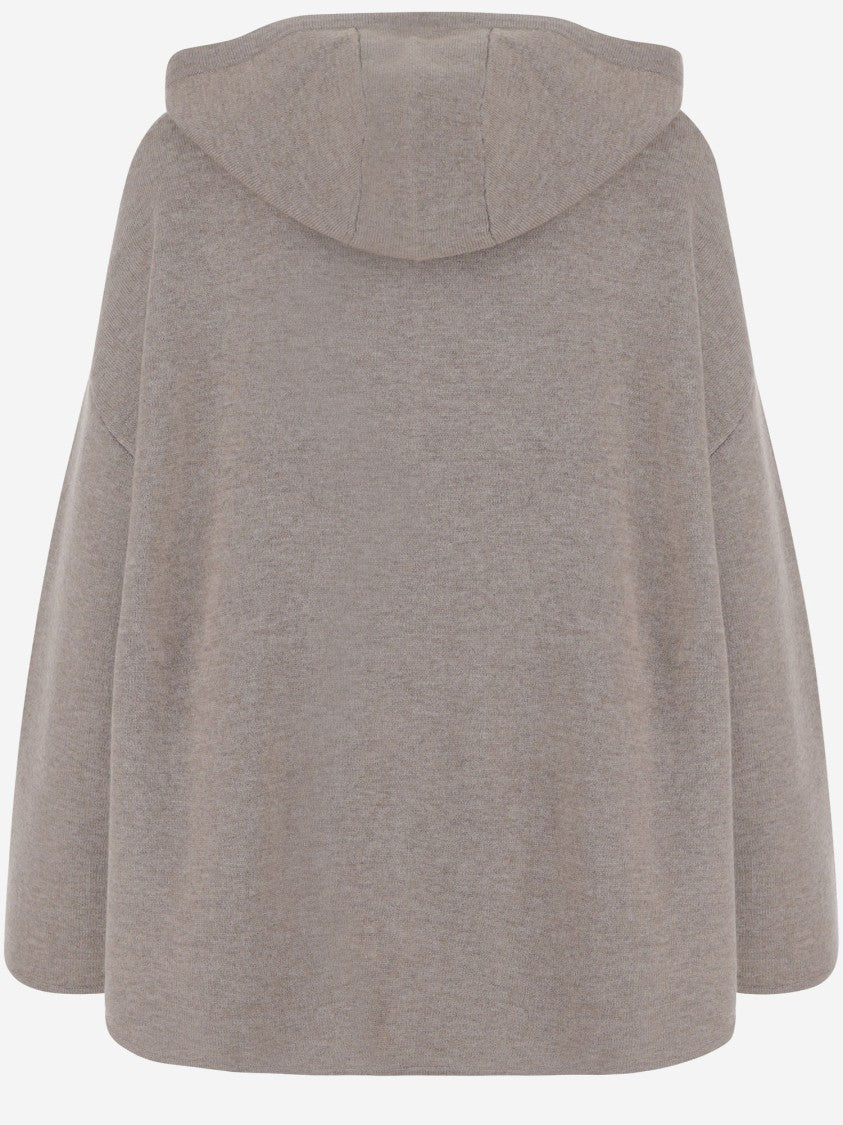 Allude Ribbed Wool And Cashmere Sweatshirt With Adjustable Hood