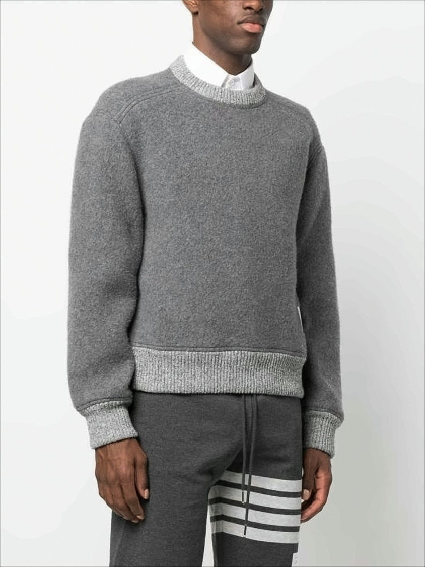 Thom Browne Relaxed Fit Wool Sweater With Ribbed Details