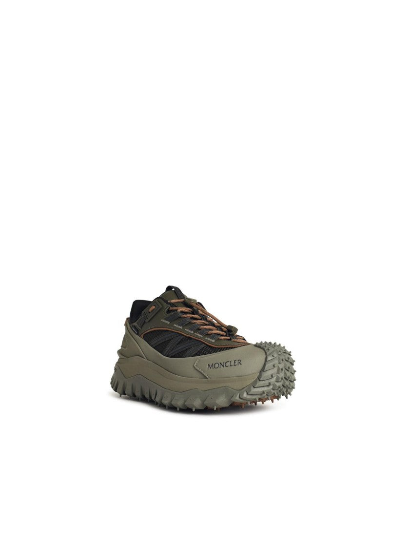Moncler Trailgrip Gtx' Green Leather Blend Sneakers