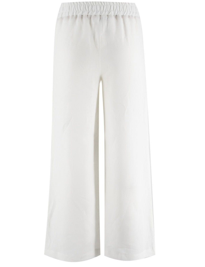 Le Tricot Perugia Relaxed Linen Trousers With Drawstring Waist