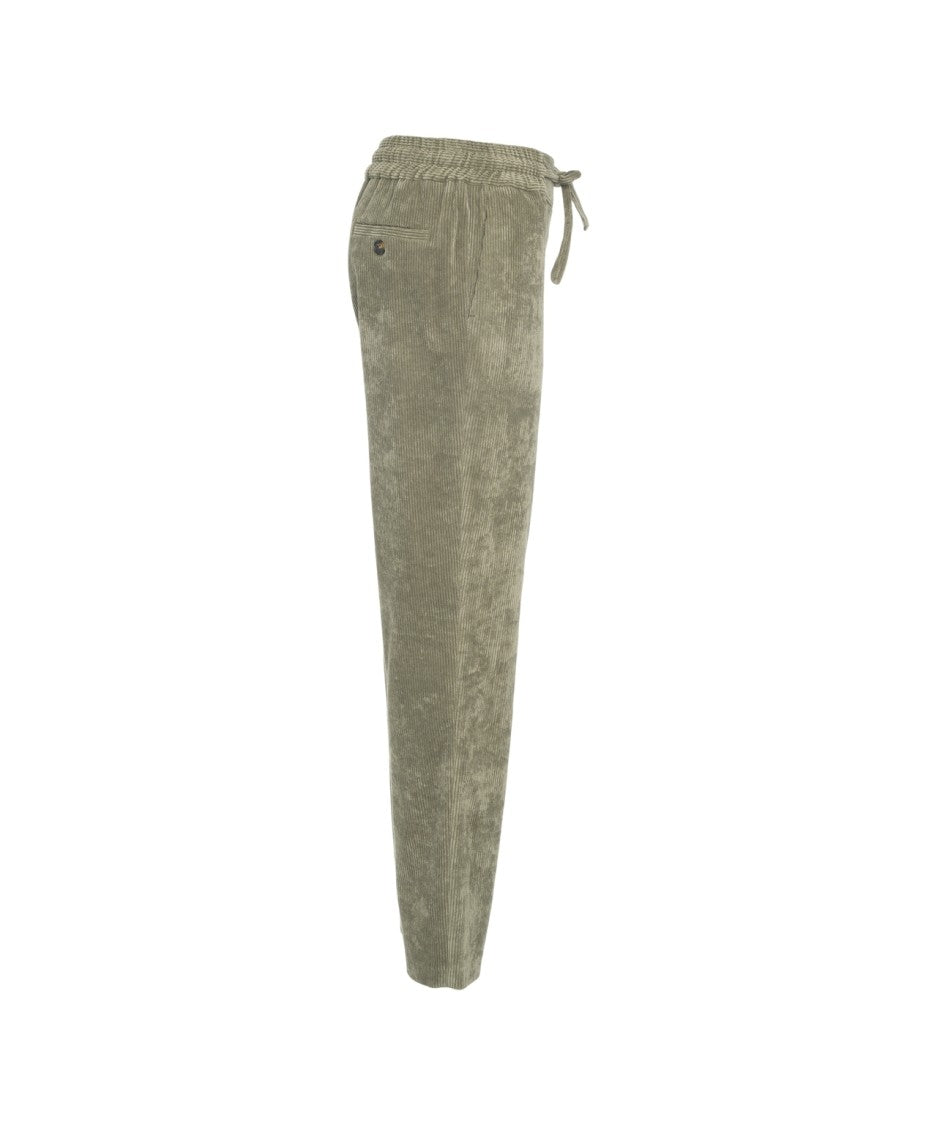 Gender Green Corduroy Trousers With Straight Cut