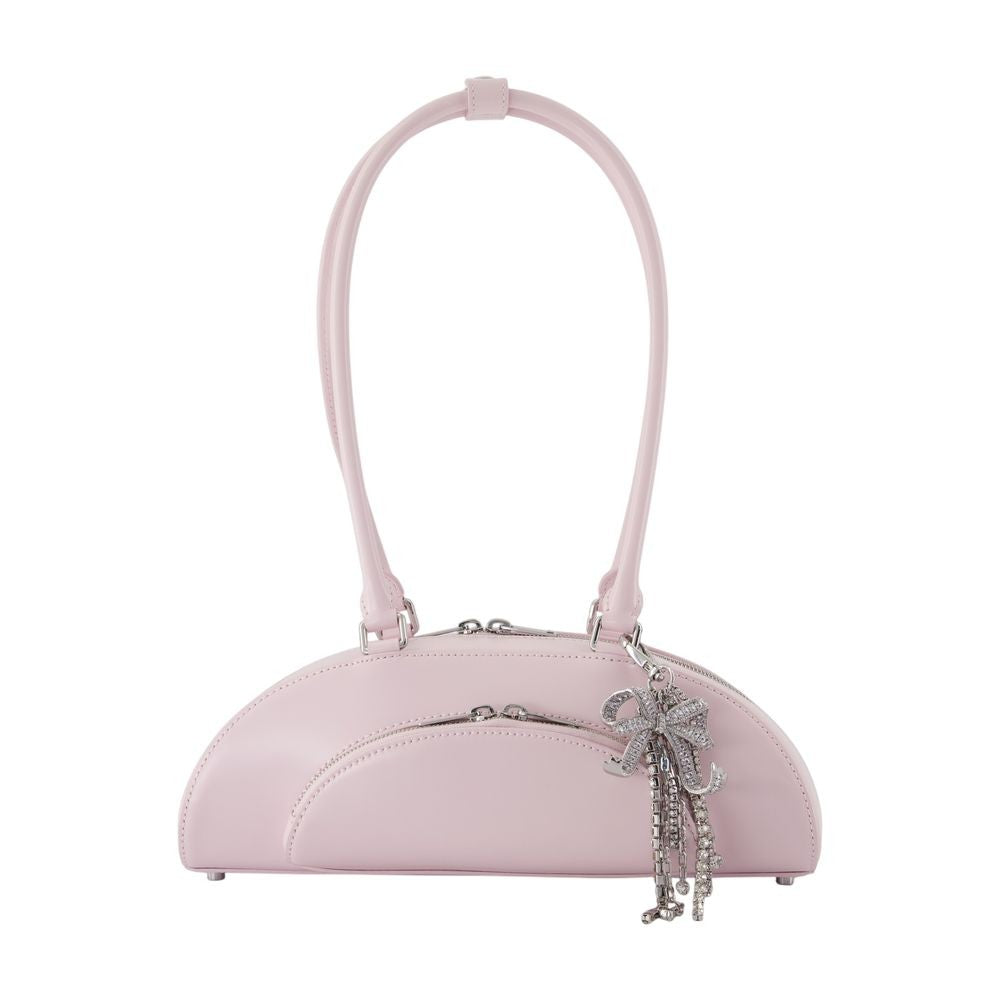 Self-Portrait Curved Charm Shoulder Bag - Leather - Purple