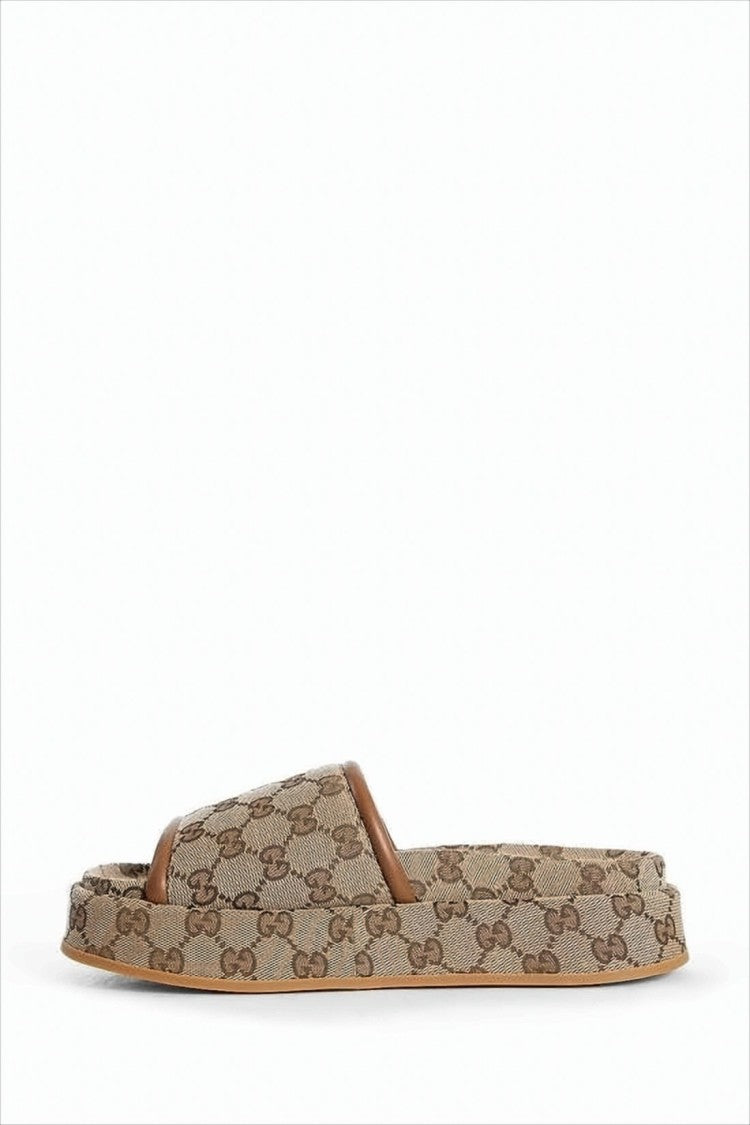 Gucci Monogram Canvas Slip-On Mules