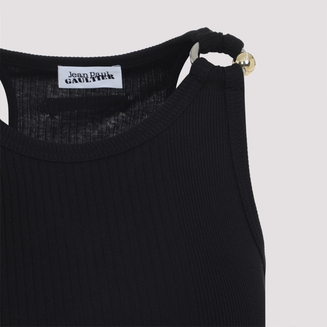 Jean Paul Gaultier Ribbed Black Cotton Top