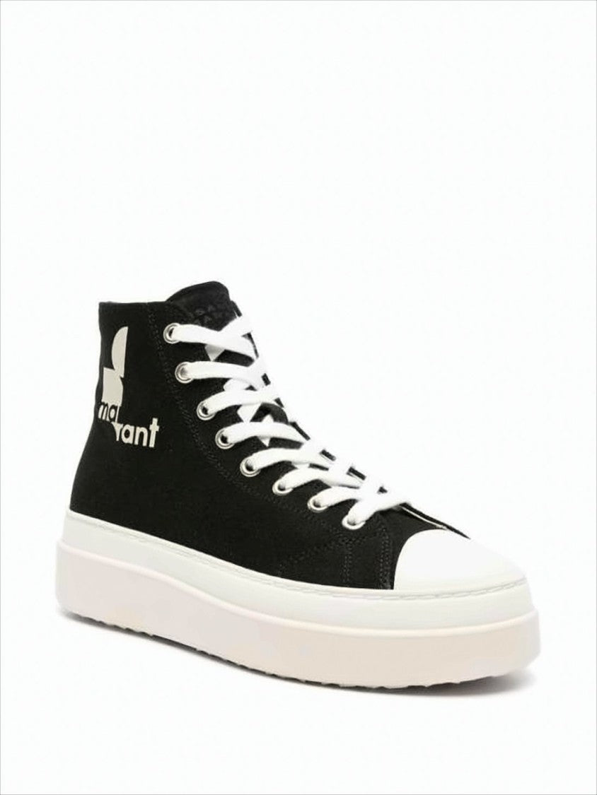Isabel Marant High-Top Sneakers In Black Cotton Canvas