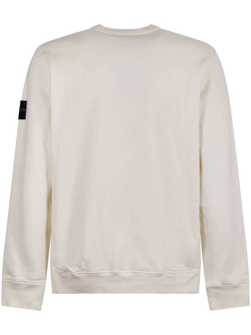 Stone Island White Sweater With Logo Patch