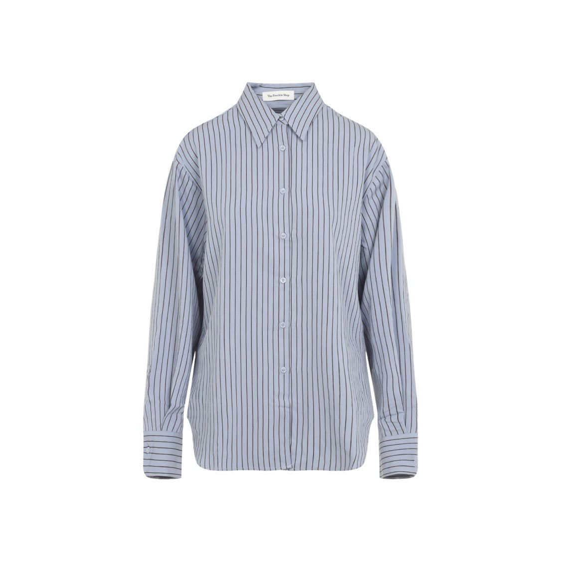 The Frankie Shop Long-Sleeved Blue Shirt With Vertical Stripe Pattern