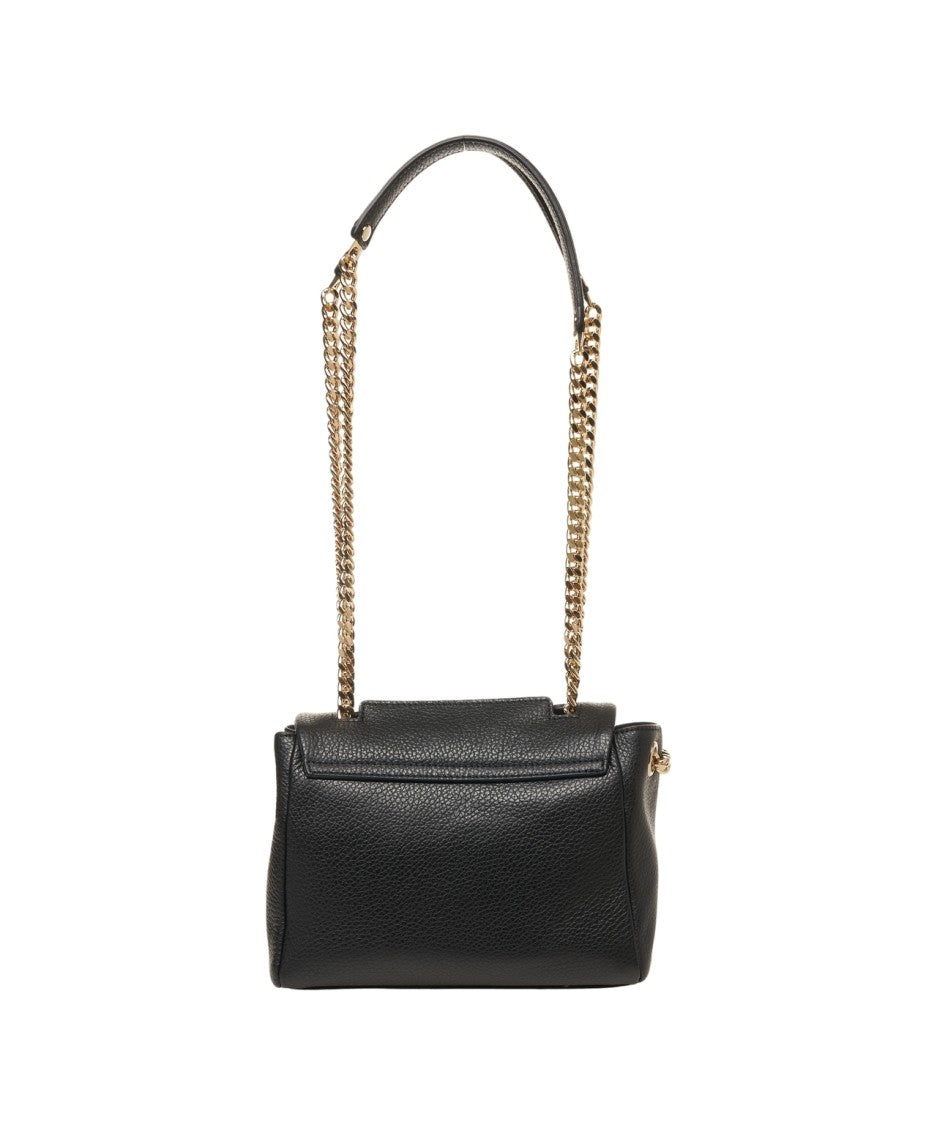 Orciani Hammered Leather Shoulder Bag With Chain And Flap Closure