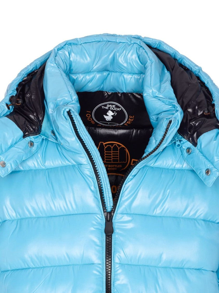 Save The Duck Bay Blue Glossy Finish Puffer Jacket