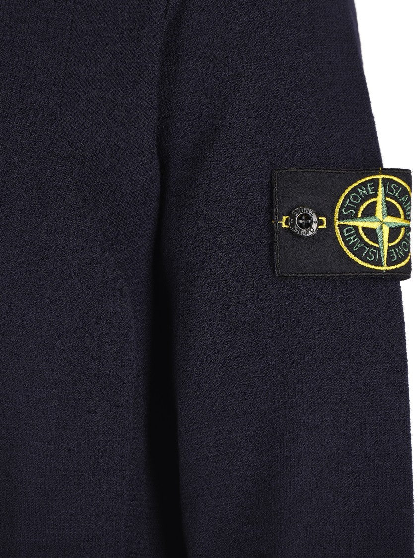 Stone Island Navy Blue High Collar Sweater