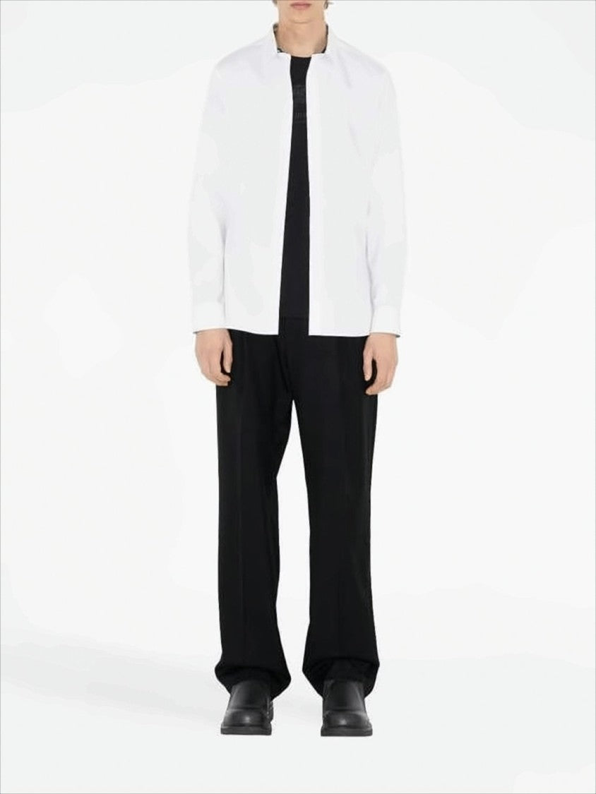 Burberry White Long-Sleeved Shirt With Classic Collar