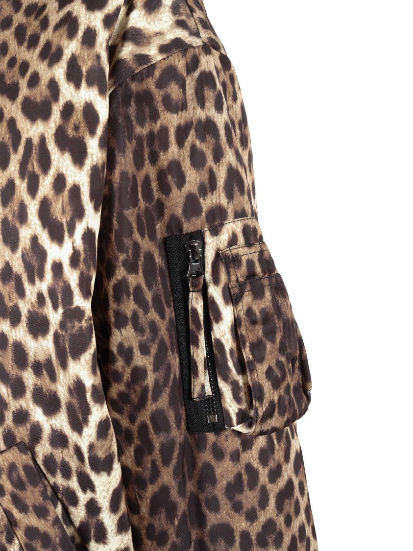 P.A.R.O.S.H. Leopard Print Bomber Jacket With Utility Pocket