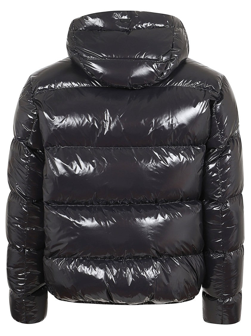 Herno Glossy Bomber Jacket With Hood And Elastic Cuffs