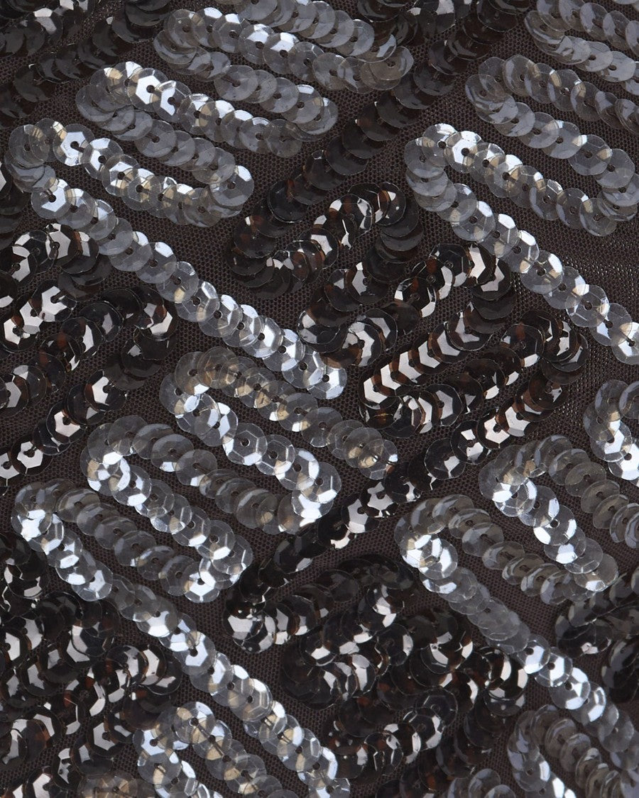 P.A.R.O.S.H. Fitted Crop Top With All-Over Sequin Geometric Pattern