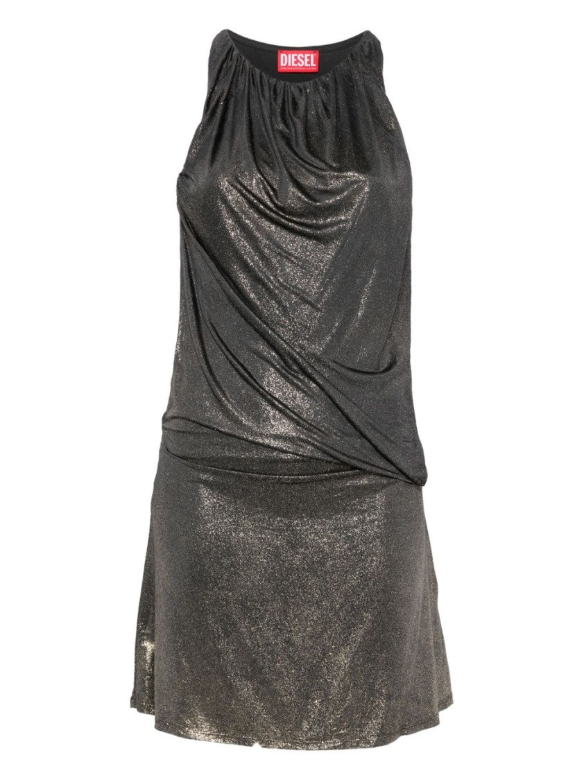 Diesel Gathered Neckline Gray Mini Dress
