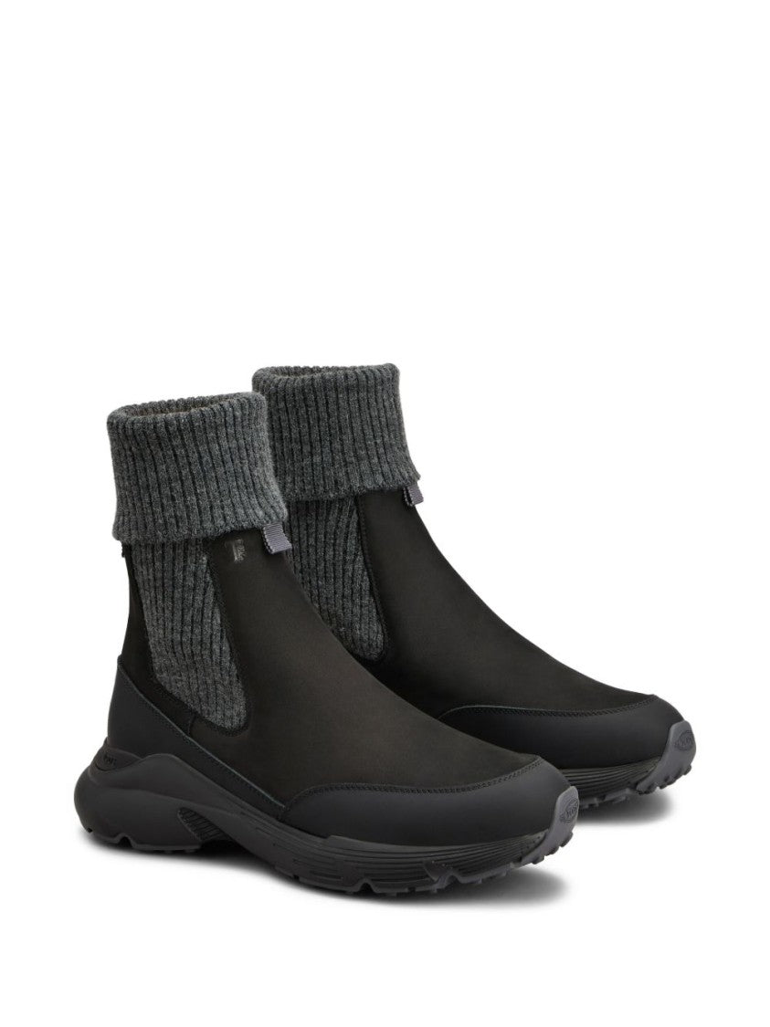 Tod's High Knitted Cuff Sneakers With Textured Upper And Chunky Sole