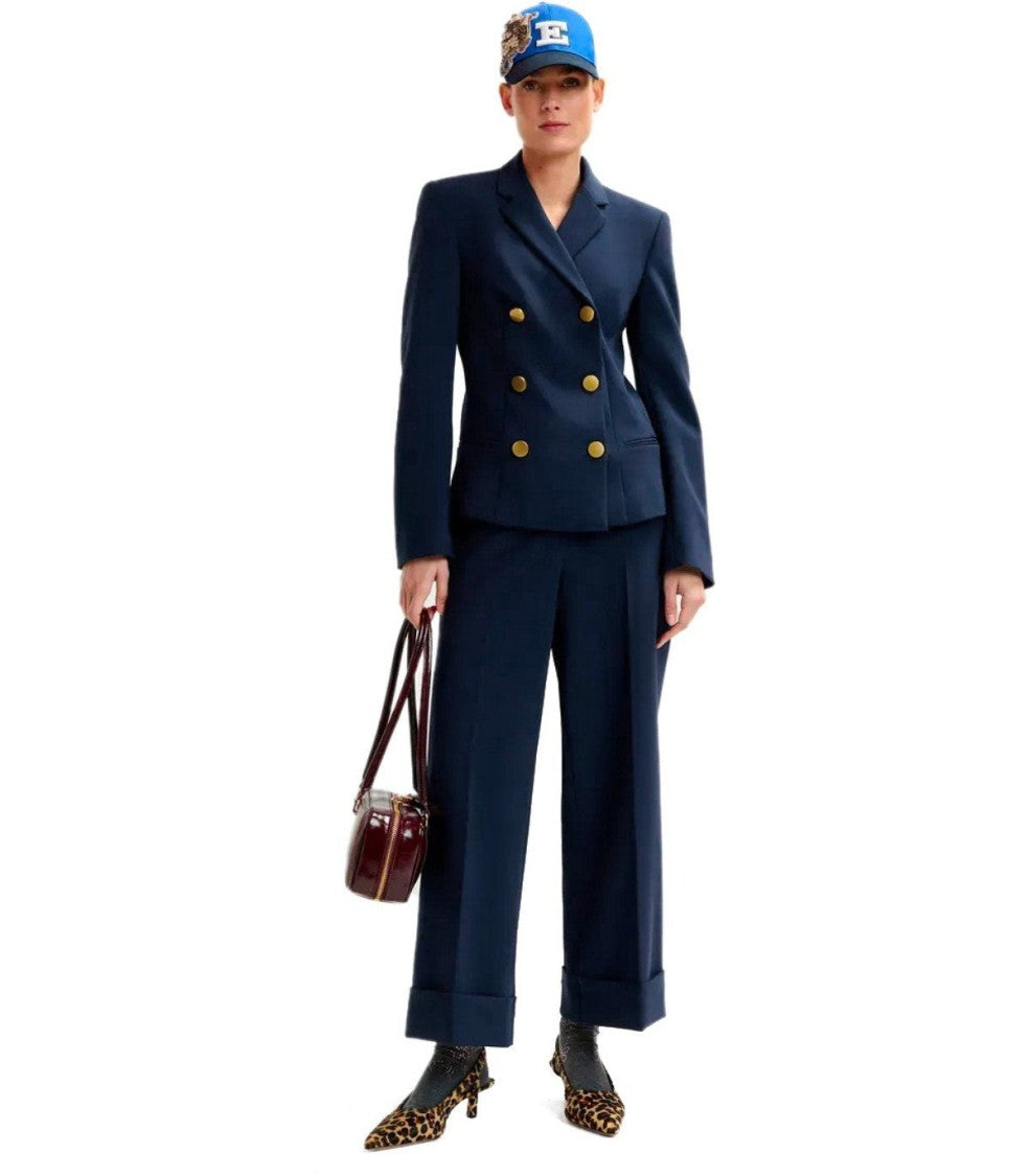 Essentiel Antwerp Irtha Navy Blue Double-Breasted Blazer