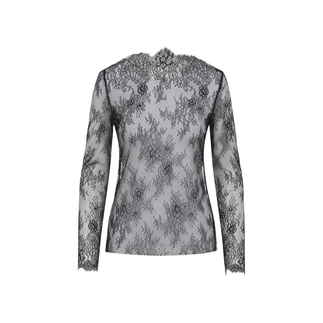 Alberta Ferretti Black Lace Ls T-Shirt