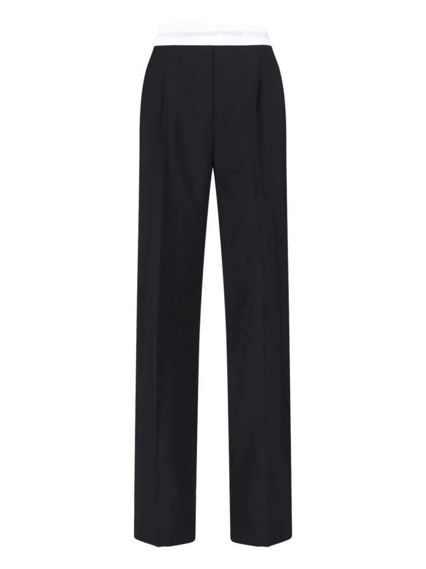 Alexander Wang High-Waisted Black Trousers With Contrast Elastic Waistband