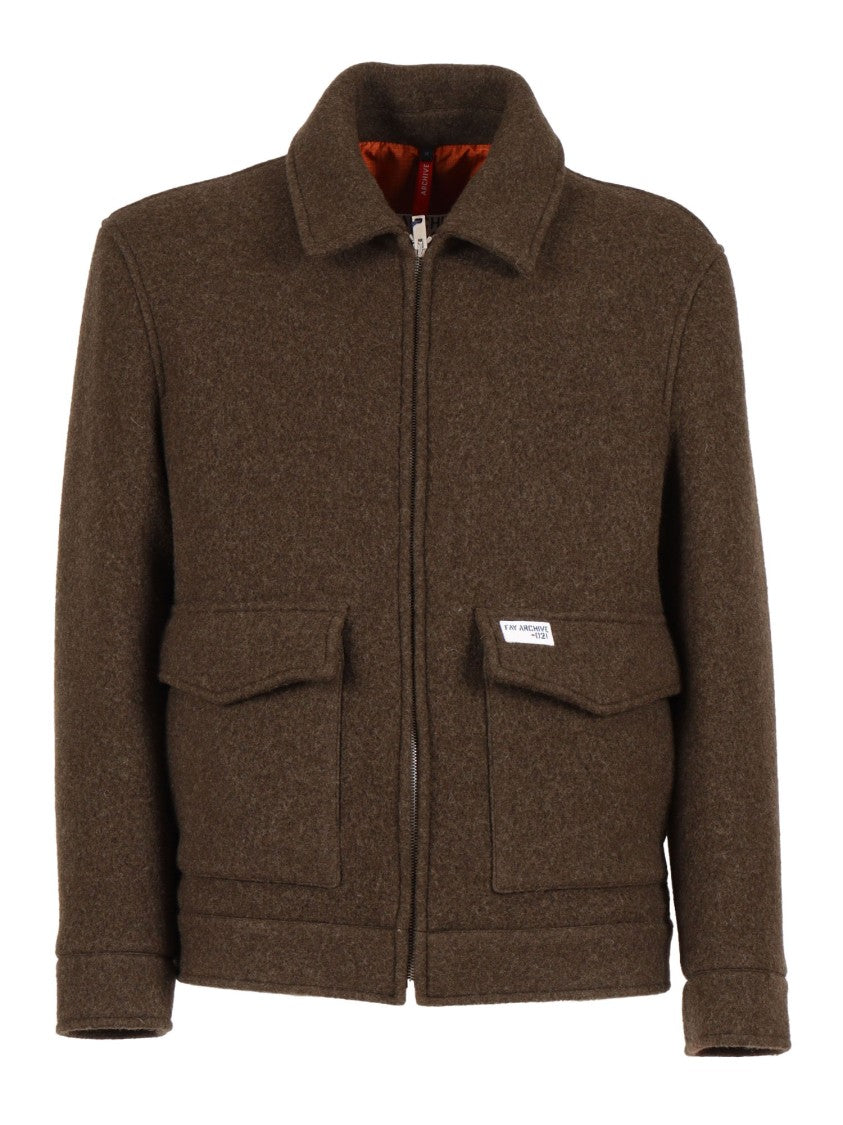 Fay Plush Textured Jacket With Classic Collar