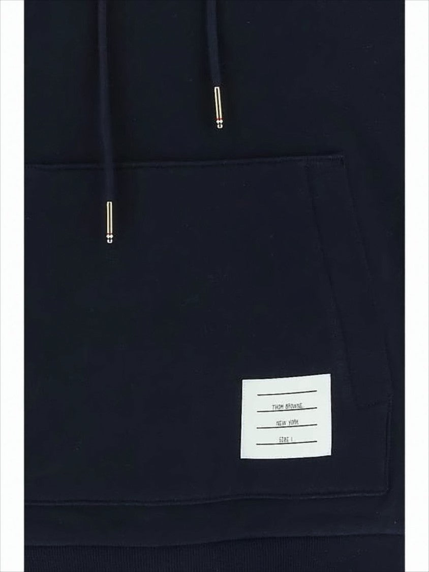 Thom Browne Relaxed-Fit Black Hooded Sweatshirt With Distinctive Stripe Detail