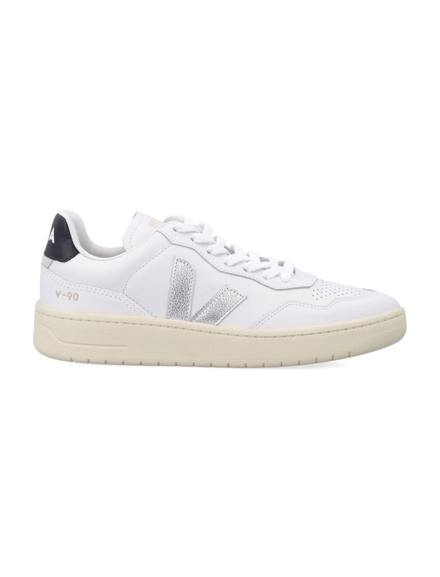 Veja V-90 White Sneakers With Streamlined Silhouette
